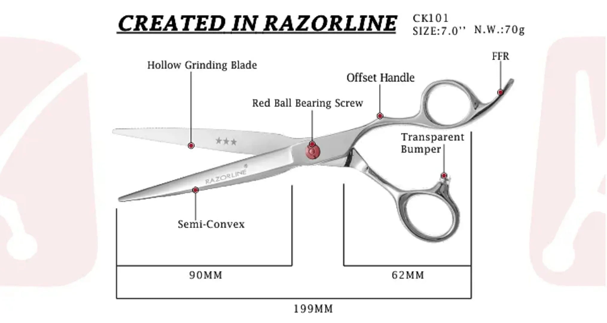 Hiustenleikkaus sakset ammattimainen CK101 parturi sakset - MK Classic