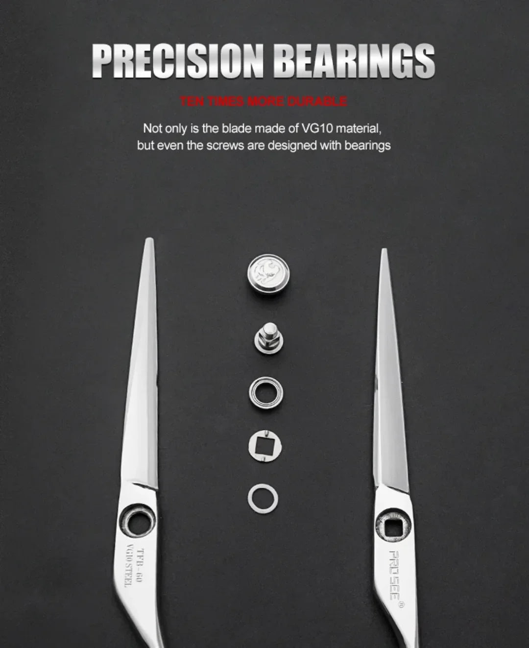 Prosee TFB-60 ammattimaiset hiustenleikkaussakset 6.inch parturi-kampaajan sakset - MK Classic