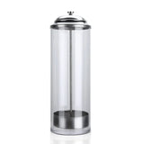 Acrylic barber jar with rust-resistant lid