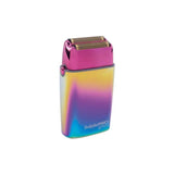 Iridescent electric foil shaver with dual shaving heads for men's grooming