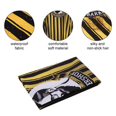 hiustenleikkausViitta vedenpitävä parturi logolla kultainen & barbershop cape