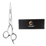 Professional hair cutting scissors with ergonomic handle and black case for barbers
