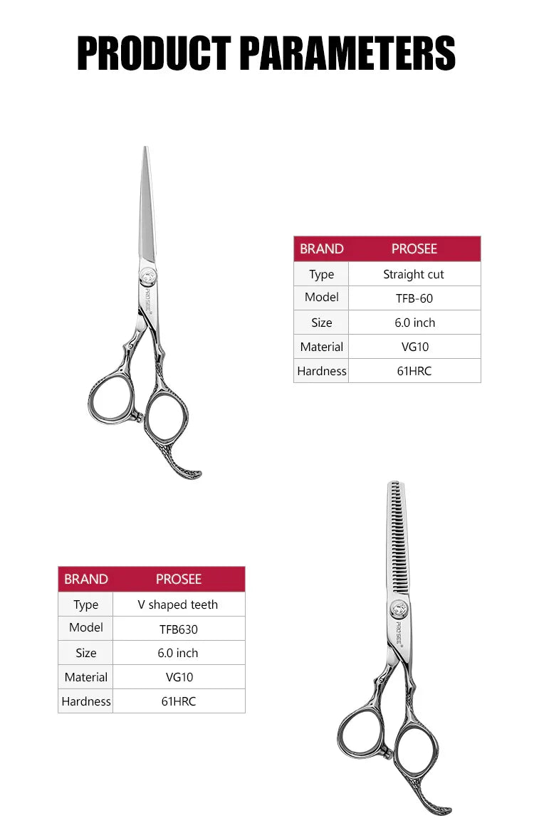 Prosee TFB-630 ohennussakset 6.inch ammattimaiset sakset - MK Classic