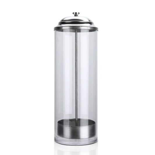 Acrylic barber jar with rust-resistant lid